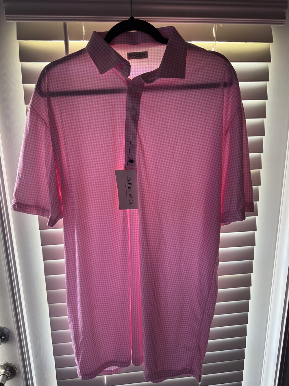 Collars & Co. Men’s Pink Gingham Short-Sleeve Polo
